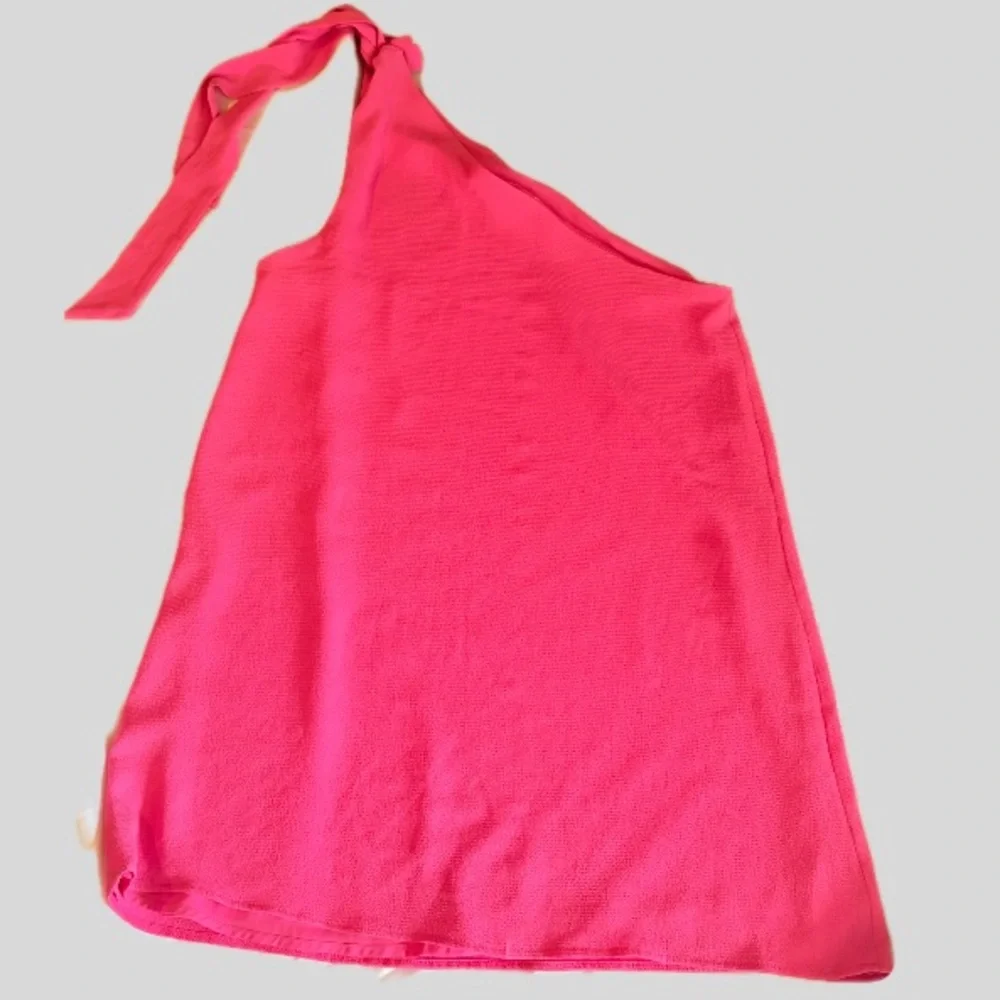 THRIVING ALL NIGHT MAGENTA ONE SHOULDER DRESS from Pink Lily size small - Picture 4 of 5